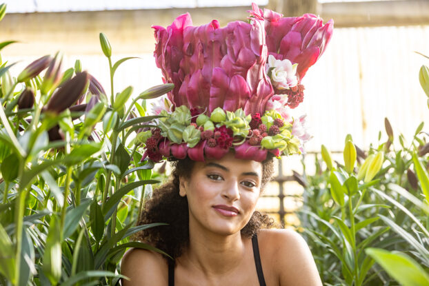 Brim detail of Françoise Weeks' lily Top Hat