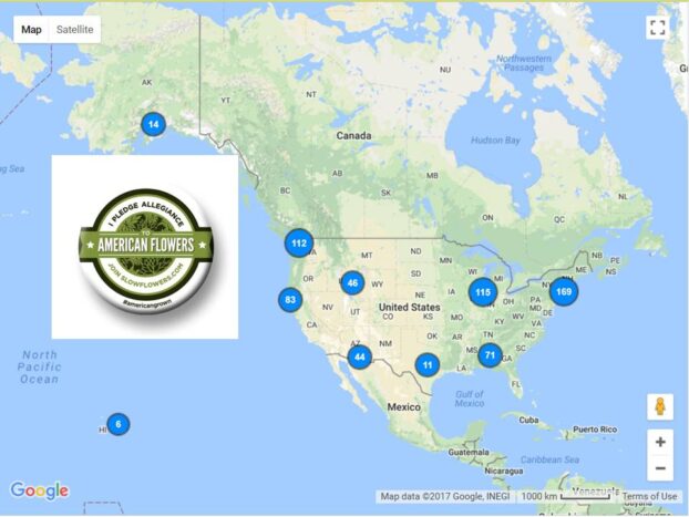 membership map of US Slow Flowers membership