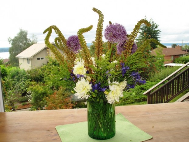 Step Five: Add a trio of 'Globemaster' alliums.