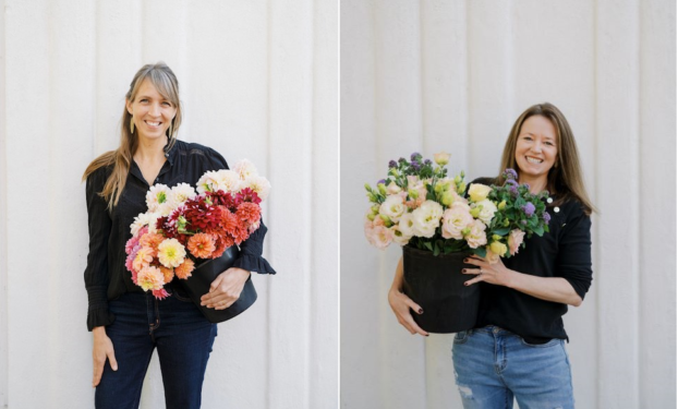 Stephanie Hall of Sassafras Fork Farm (left) and Julia Carpico of Piedmont Wholesale Flowers (right)