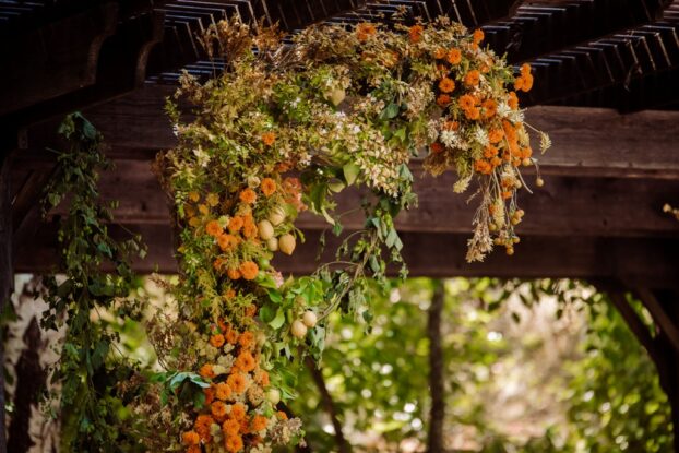 Susan McLeary's hanging installation at Filoli