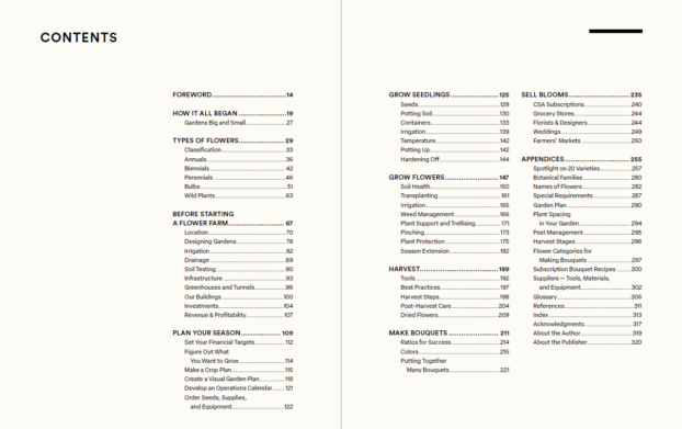 Table of Contents, Floramama Book