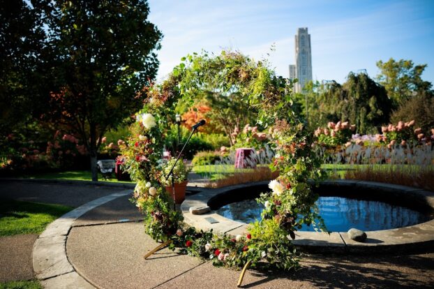 Sustainable and seasonal wedding arch by Bramble & Blossom
