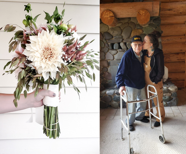 flowers and Vanessa with Pops