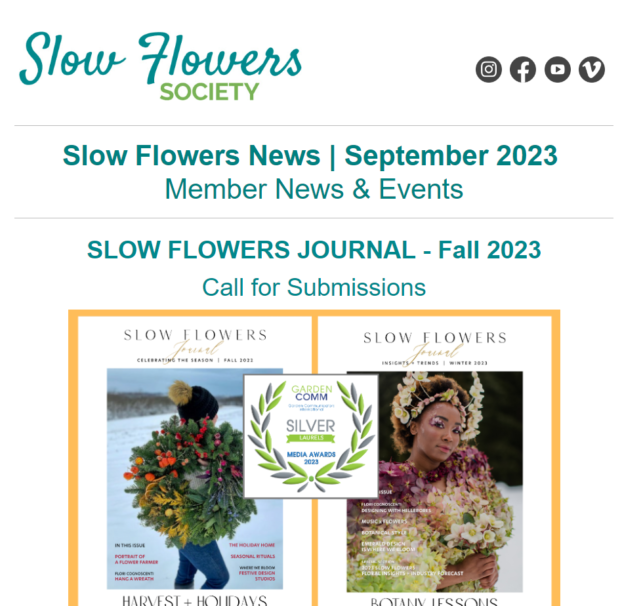 Slow Flowers Newsletter for September 2023