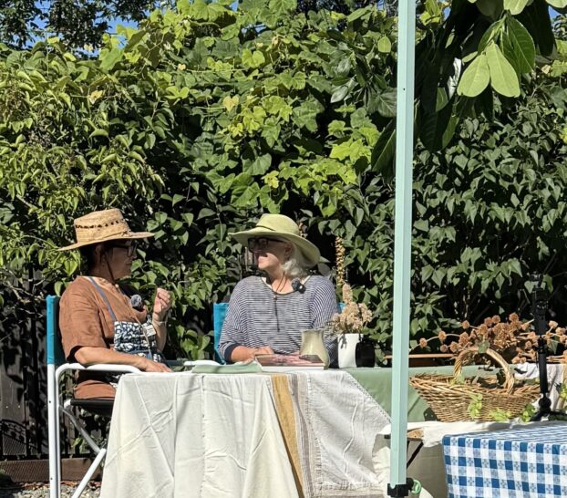 Susan Ryan with Debra Prinzing for our Q&A in the garden