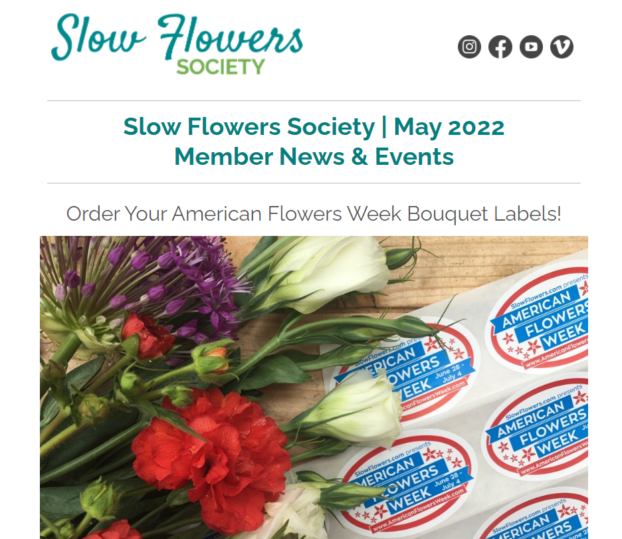 Slow Flowers May 2022 newsletter