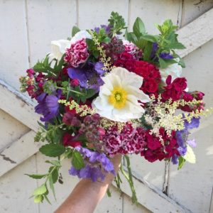 A fresh-picked, red, white and blue bouquet from Aster B. Flowers -- perfect for American Flowers Week.
