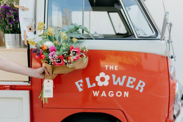The Flower Wagon with bouquet