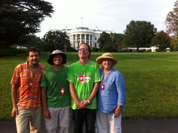 Yes, here we are! Bob Stefko (photographer); Nick Crow (art director); James Baggett (editor) and me -- after our whirlwind 2-hour photo shoot at the White House Kitchen Garden!