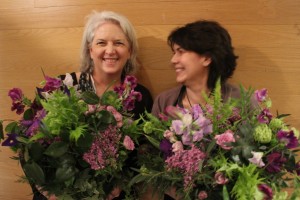 With my friend Gloria Battista Collins of GBC Style, we posed happily with our finished arrangements.