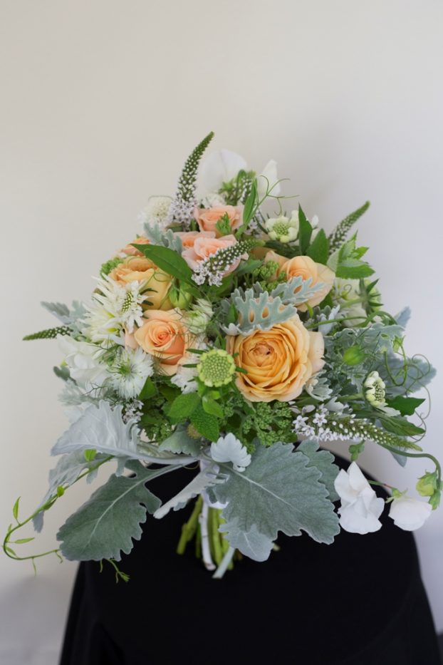 A lovely bouquet featuring flowers and foliage grown, designed and photographed by Kathleen Barber.